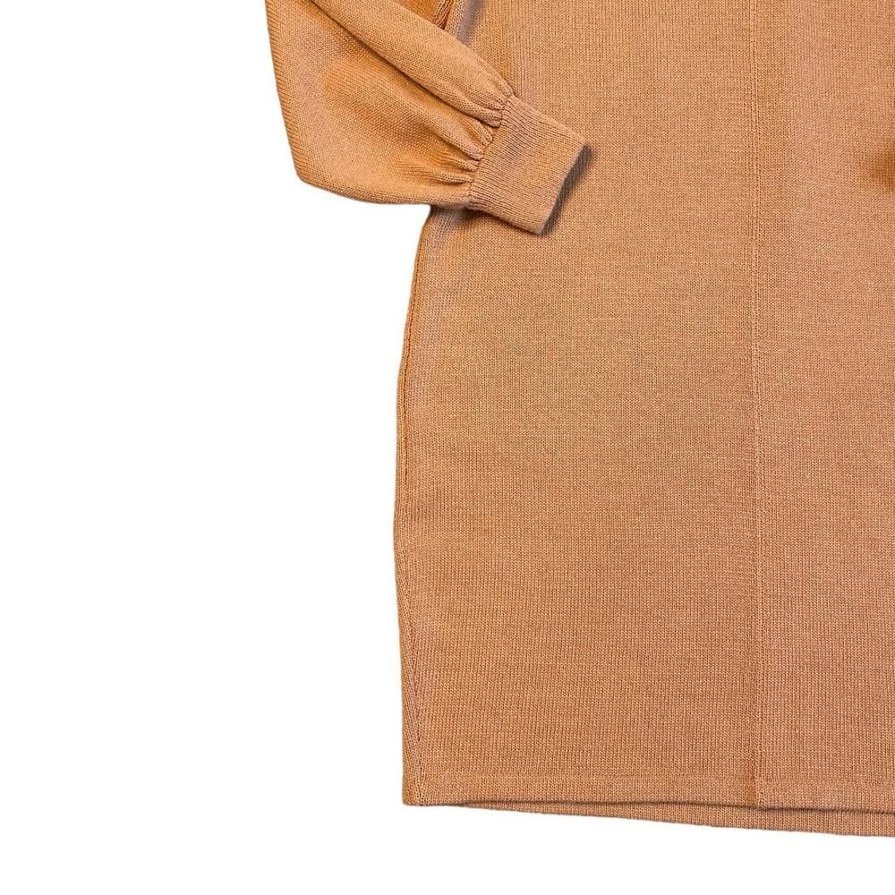 Vintage St. John by Marie Gray Camel Knit Mock Neck Sweater Dress Size 8 - Picture 3 of 9
